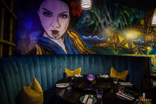 A cosy corner of the dining room at Blue Kanu.