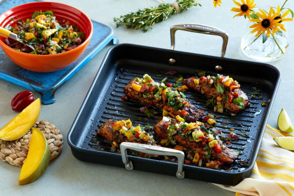 Jamaican Jerk Spiced Salmon With Mexican Mango Salsa