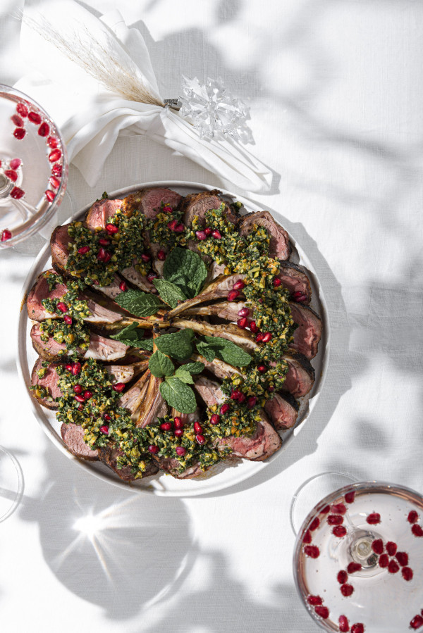 Lamb with mint and pistachio gremolata