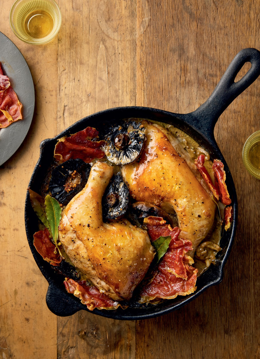 One-pan Bistro Chicken with Creamy Mushrooms and Prosciutto