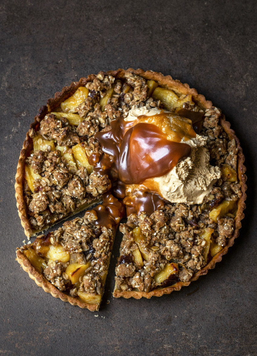 Apple and Date Seedy Crumble Tart