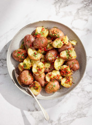 Crushed Red Potatoes with Fresh Mint and Chilli Butter