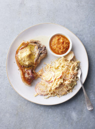 Pork Chops with Miso Butter and Crisp Slaw with Kimchi Dressing 