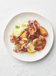 Prawns with Nectarines, Mozzarella and Prosciutto