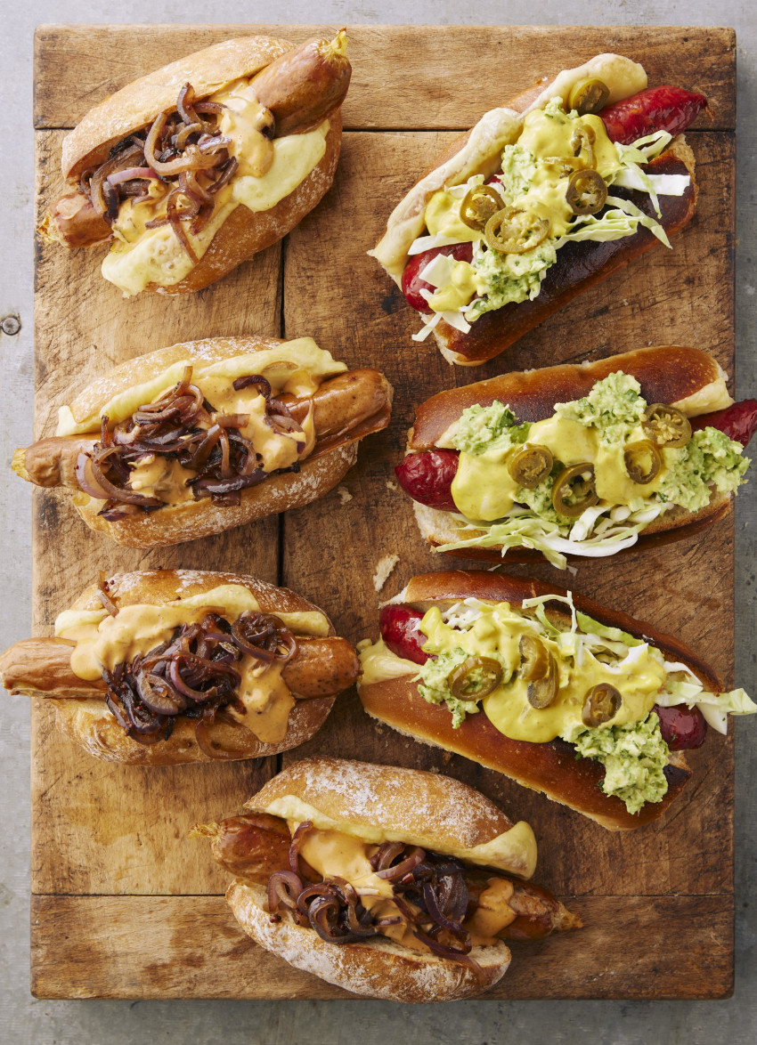 Chorizo Hot Dogs with Slaw, Avocado and Habanero Mayo
