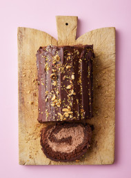 Chocolate Roulade with Hazelnut Cream and Chocolate Ganache 
