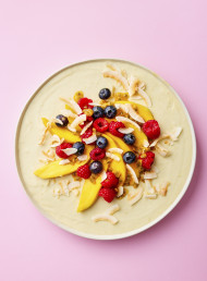 Lime and Coconut White Chocolate Mousse with Fresh Mango 