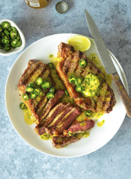 Grilled Sirloin with Jalapeño and Herb Butter 