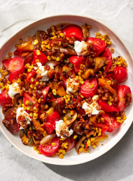 Jammy Roasted Capsicums, Corn and Heirloom Tomato Salad