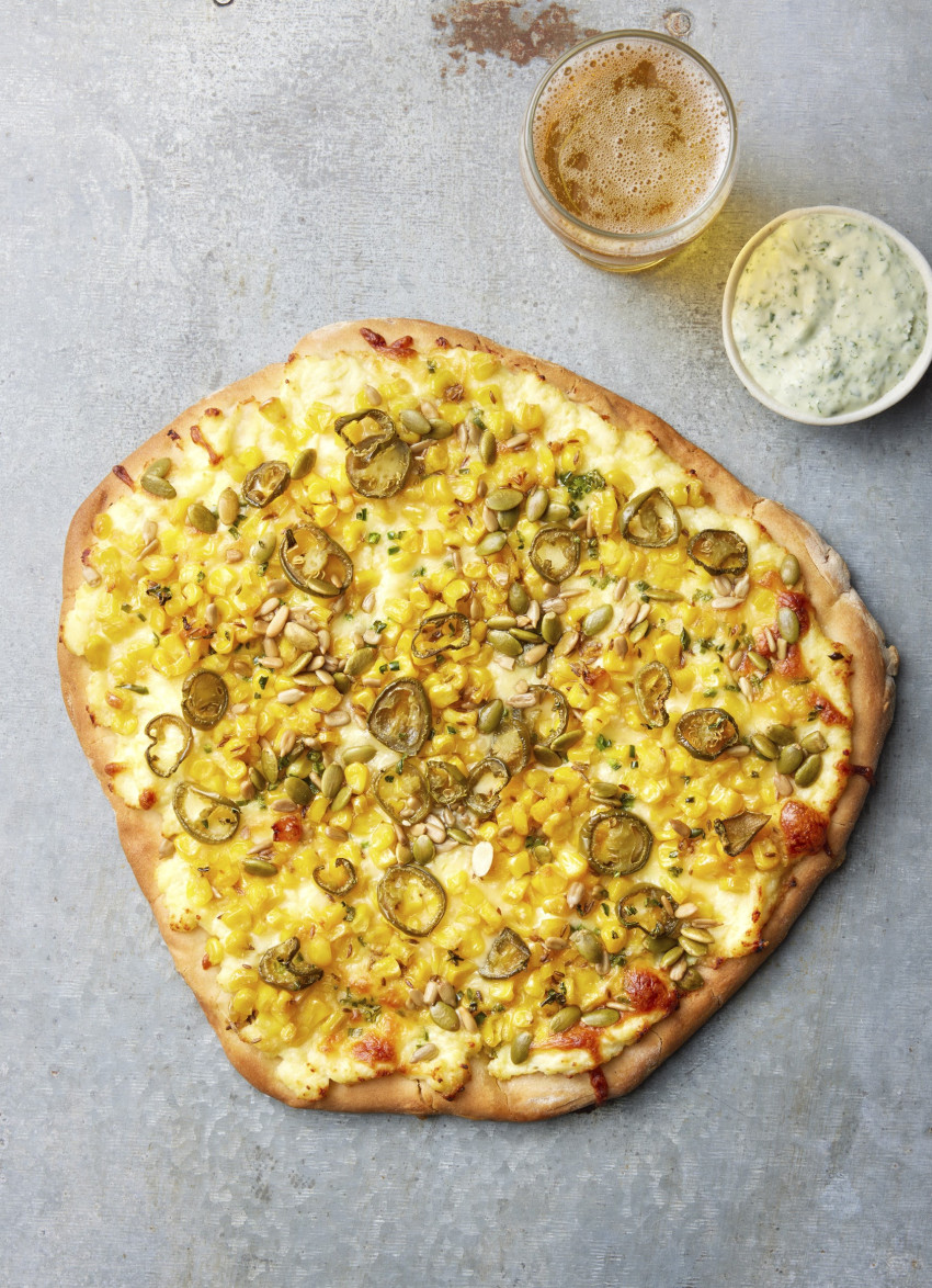 Mexican Street Corn, Three Cheese and Jalapeño Pizza