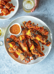 Pork and Pineapple Skewers with Gochujang and Sesame 