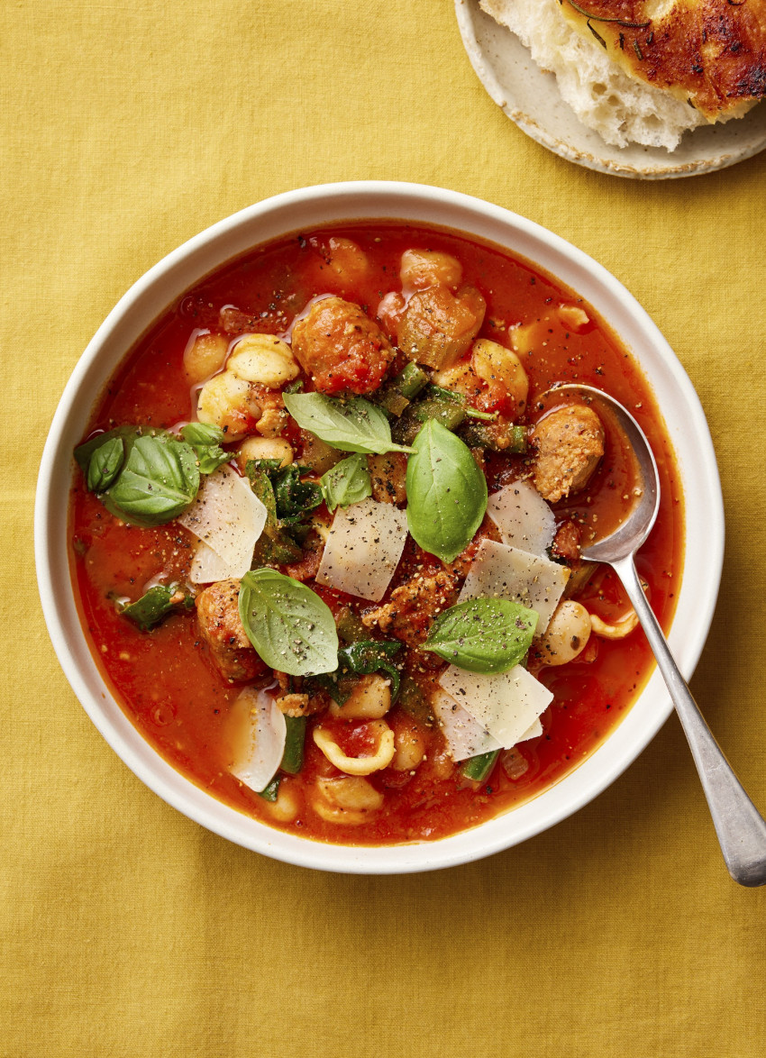 Minestrone with Chorizo Meatballs and Lotsa Veg