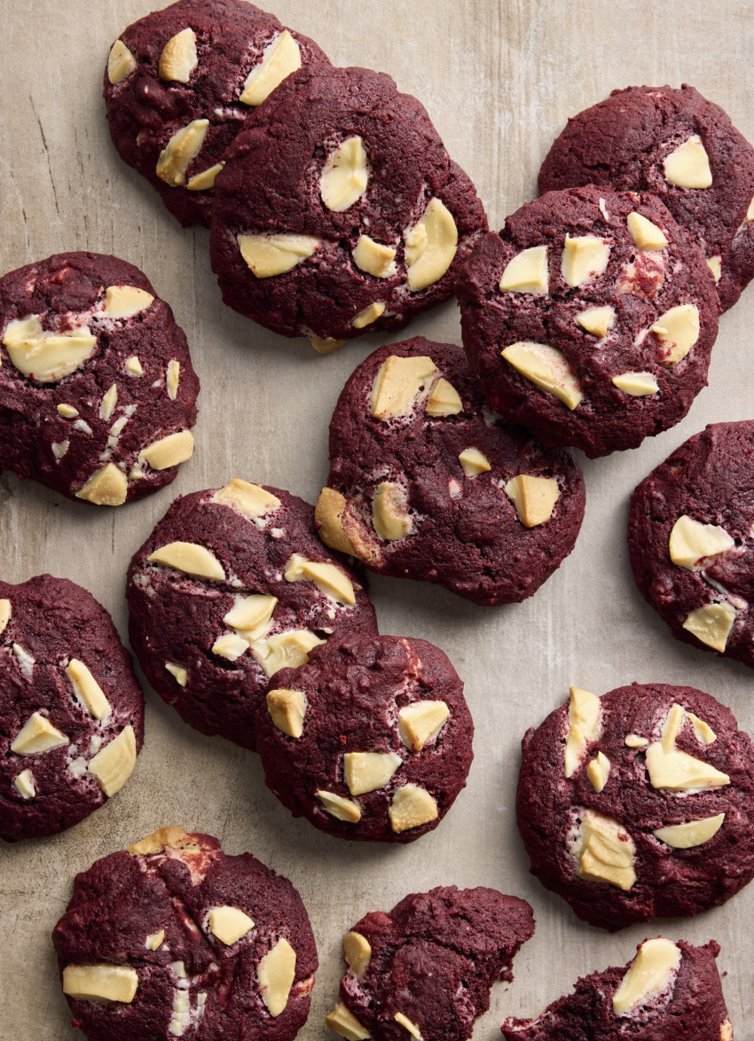 Red Velvet and White Chocolate Chunk Cookies