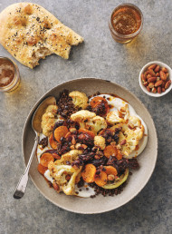 Roasted Cauliflower, Lentil and Date Salad on Whipped Feta