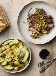 Steaks with Dirty Martini Salsa