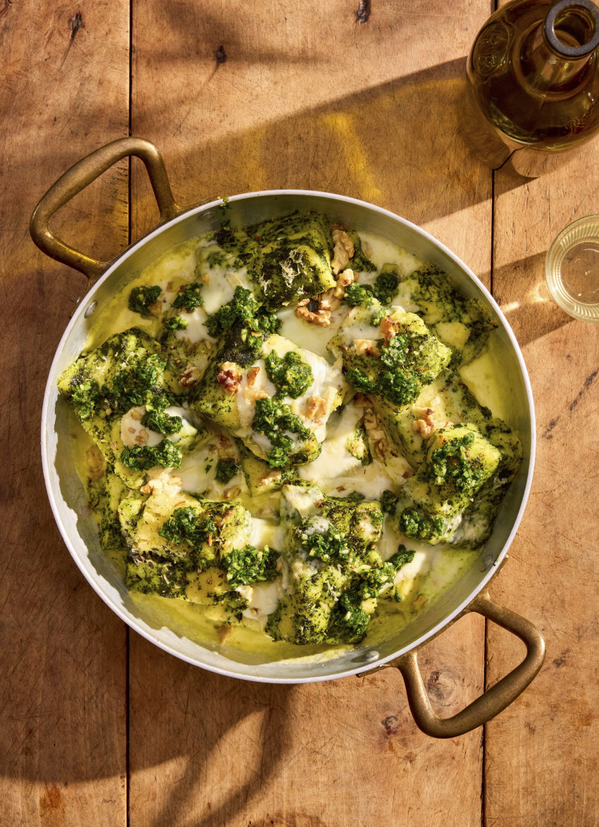 Semolina and Spinach Gnocchi with Herby Gremolata