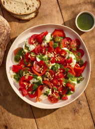 Tomato, Roasted Capsicum and Mozzarella Salad with Summer Herb Dressing 