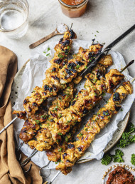 Apricot Harissa Chicken Skewers