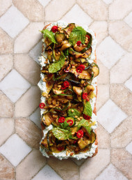 Charred Zucchini and Chilli Loaded Ciabatta with Whipped Goat’s Cheese