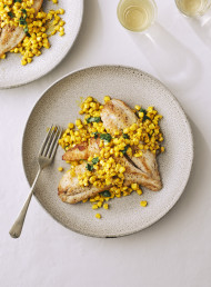Market Fish and Corn with Ginger, Garlic and Curry Butter