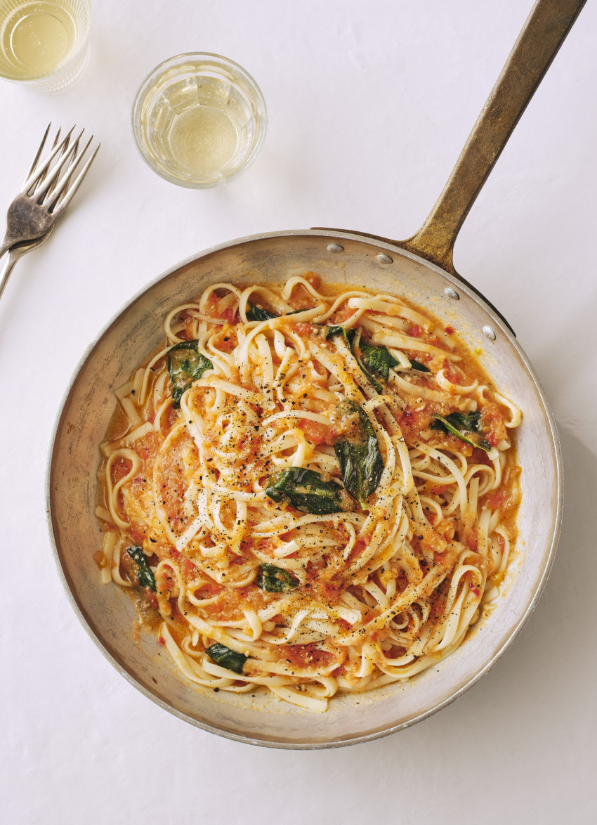 Pasta with Fresh Tomato and Miso Butter Sauce