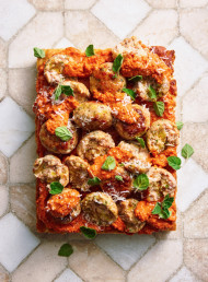 Romesco Chicken and Pecorino Loaded Focaccia with Oregano