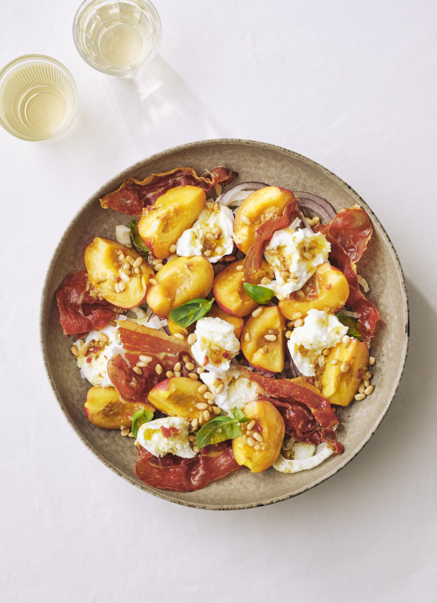 Summer Nectarine and Mozzarella Salad with Crispy Prosciutto
