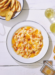 Ceviche with Stracciatella and Sicilian Orange & Chilli Oil