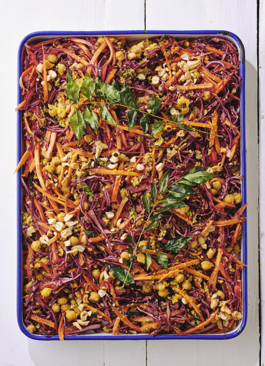 Indian-spiced Raw Cabbage, Coconut and Chickpea Salad (gf) (v)