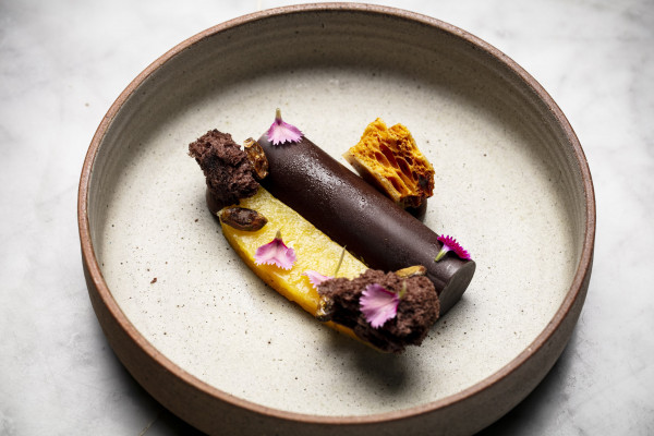 Salted Baked Pineapple, Chocolate and House-made Pistachio Ice Cream