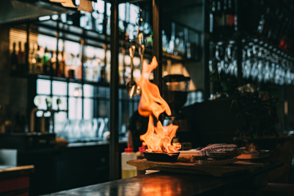 social kitchen cooking with gas