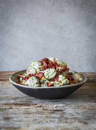 Potato and Kūmara Salad with Herby Lemon Mayo and Pancetta