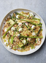 Grilled Zucchini, Asparagus and Baby Mozzarella with Mint and Pine Nut Dressing