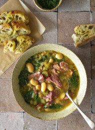 Bacon Hock, Butter Bean and Silverbeet Soup