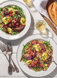 Roasted Feta, Grape and Red Onion Salad with Barley