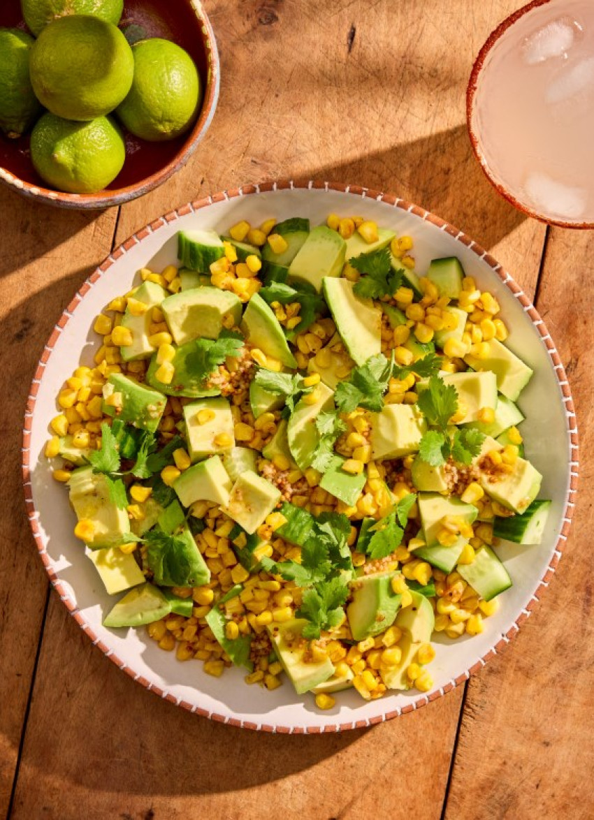 Charred Sweetcorn, Avocado and Cucumber Salad