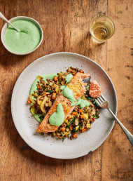Flash-roasted Salmon on Lentils