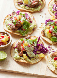 Chipotle Chicken Tostadas with Pineapple and Chilli Salsa
