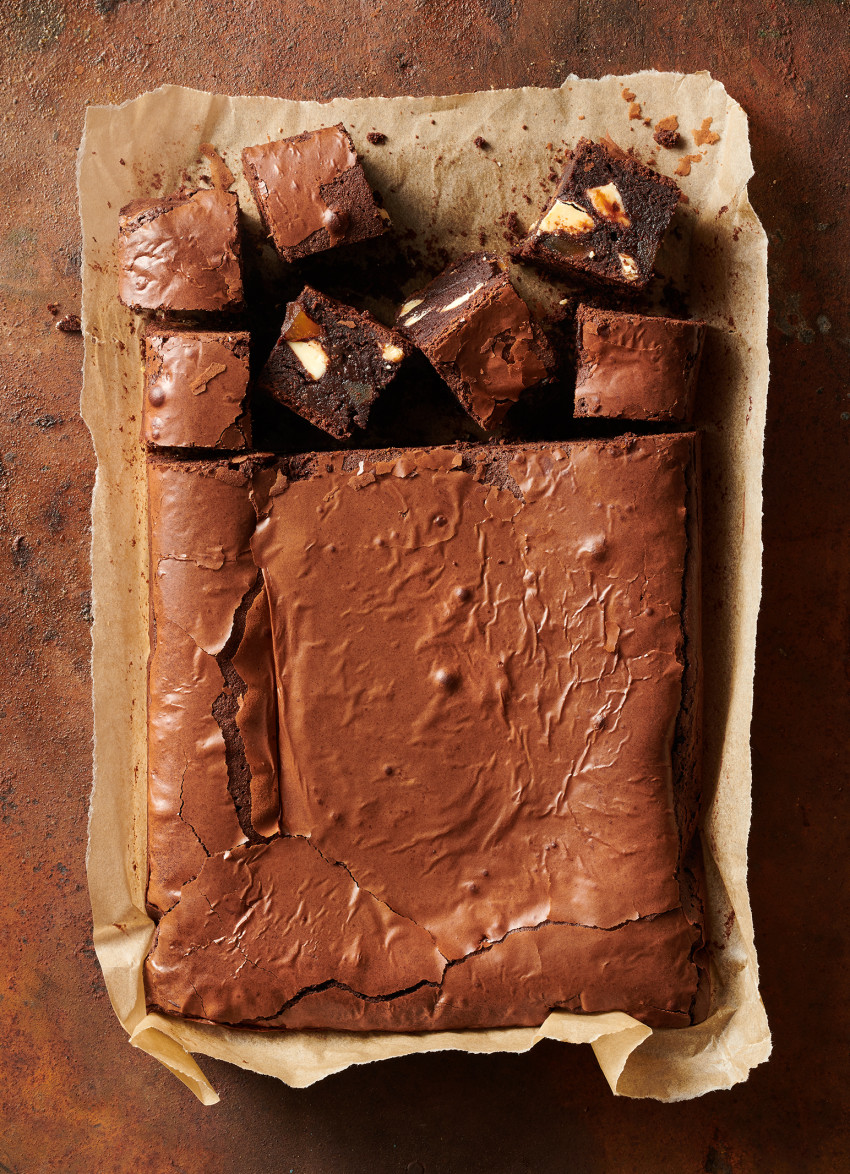 Dark Chocolate, White Chocolate and Ginger Brownies