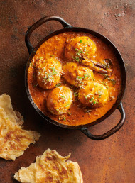 Golden Egg Curry with Green Chilli and Toasted Coconut Sambal 