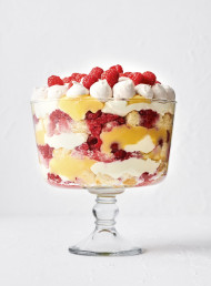 Trifle with Lemon Cream, Raspberries and Meringues