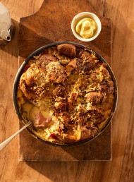Croque Monsieur Croissant Bread and Butter Pudding
