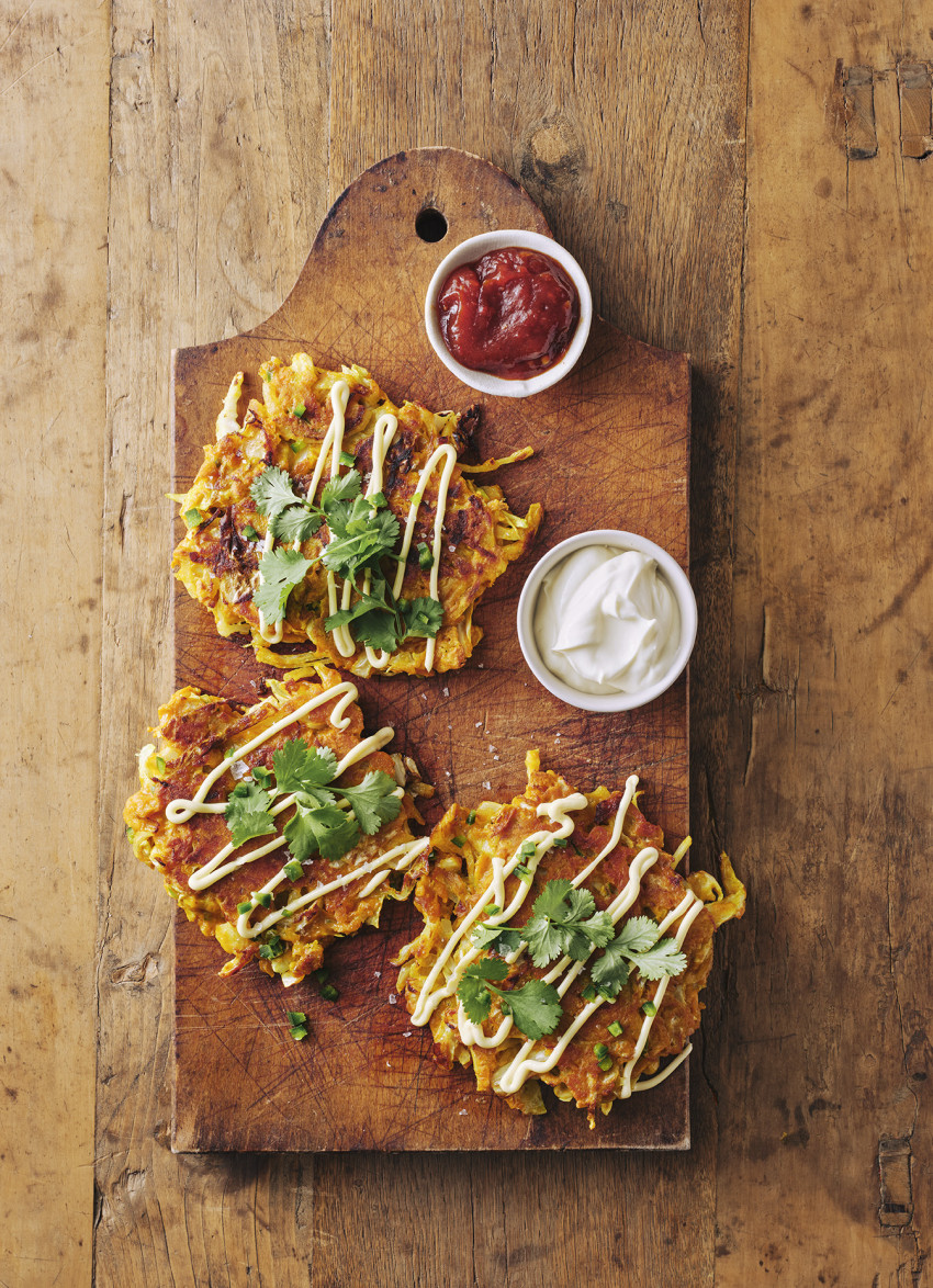 Indian-spiced Cabbage and Kūmara Fritters