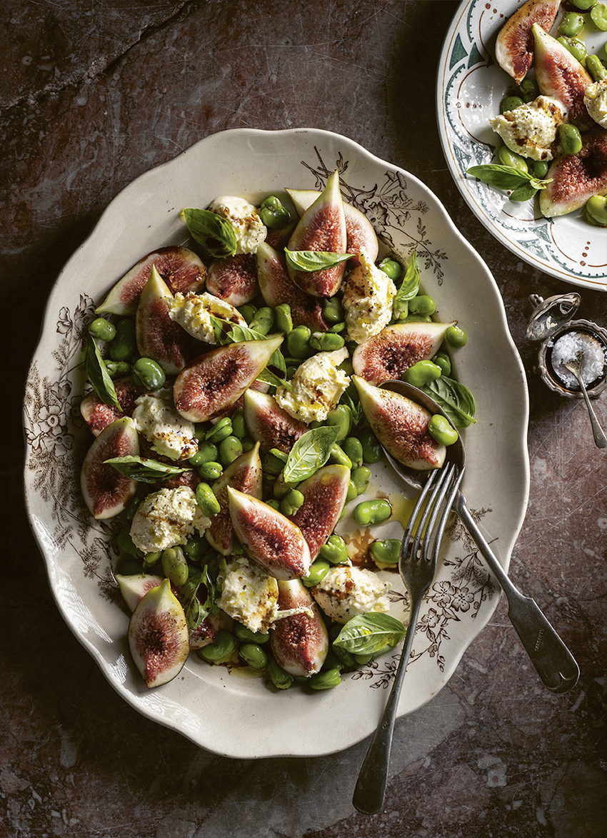 Jane and Jimmy Barnes’ Broad Bean, Fig, Stracciatella and Basil Salad