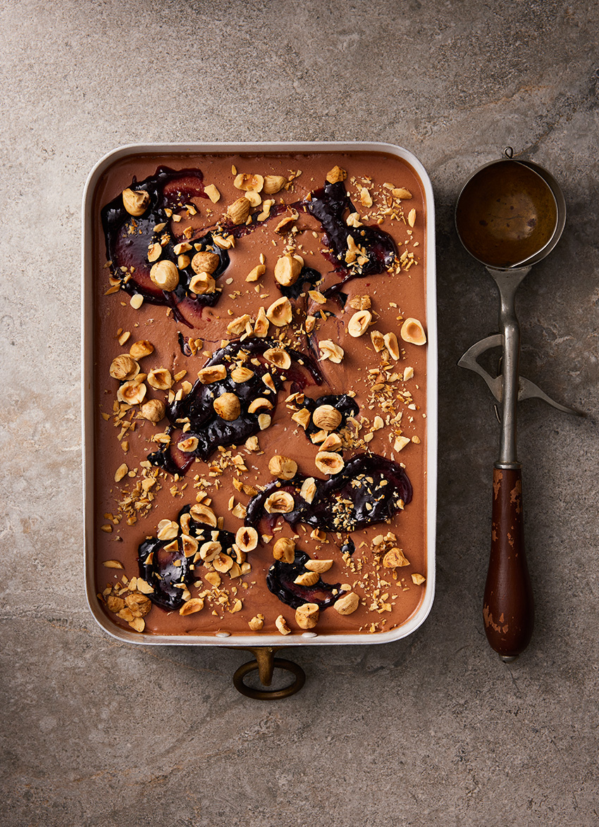 No-churn Extra-rich Chocolate Frangelico and Boysenberry Ice Cream