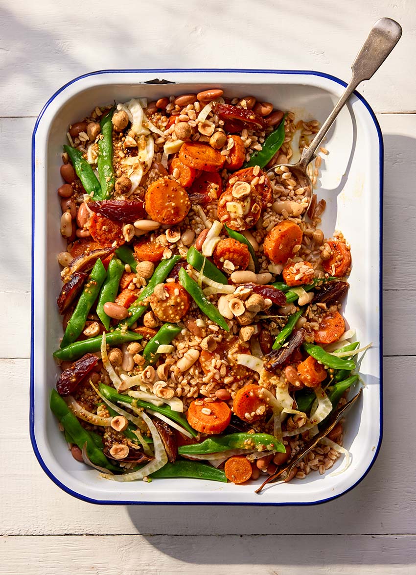 Roasted Carrot, Three-bean and Barley Salad