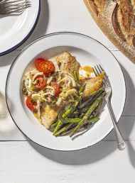 Pan-fried Fish with Blistered Green Bean Salad and Pineapple, Chilli and Kawakawa Dressing