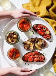 Roasted Eggplant with Fennel Seeds and Charred Capsicums with Garlic