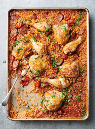 Baked Spanish Rice with Chicken and Chorizo