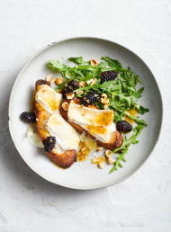 Baked Goat’s Cheese Toasts, Blackberries and Hazelnuts